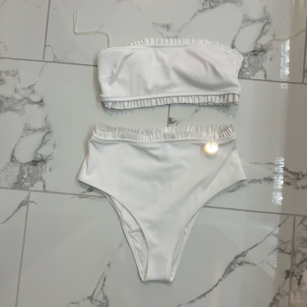 New high waist white swimsuit